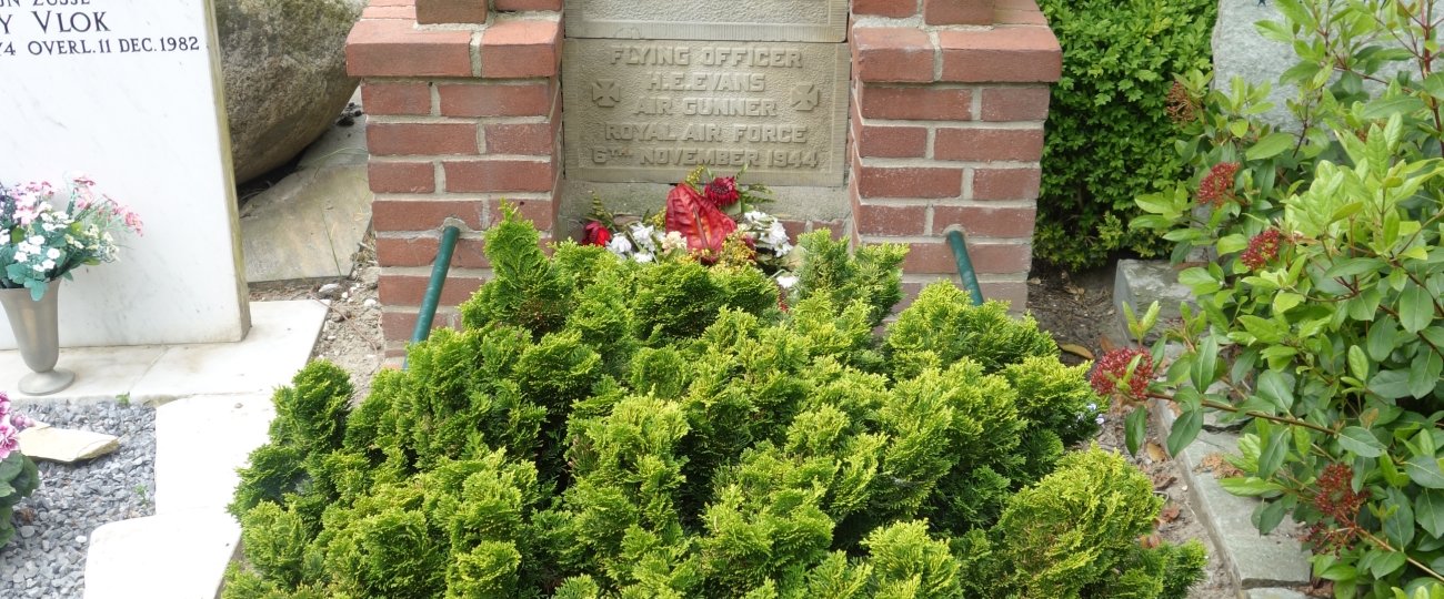 Grave in Bovenkarspel General Cemetery, North Holland, the Netherlands, of Flying Officer Henry Evans, RAF Volunteer Reserve. He served in 190 Squadron RAF, and died on 6 November 1944.