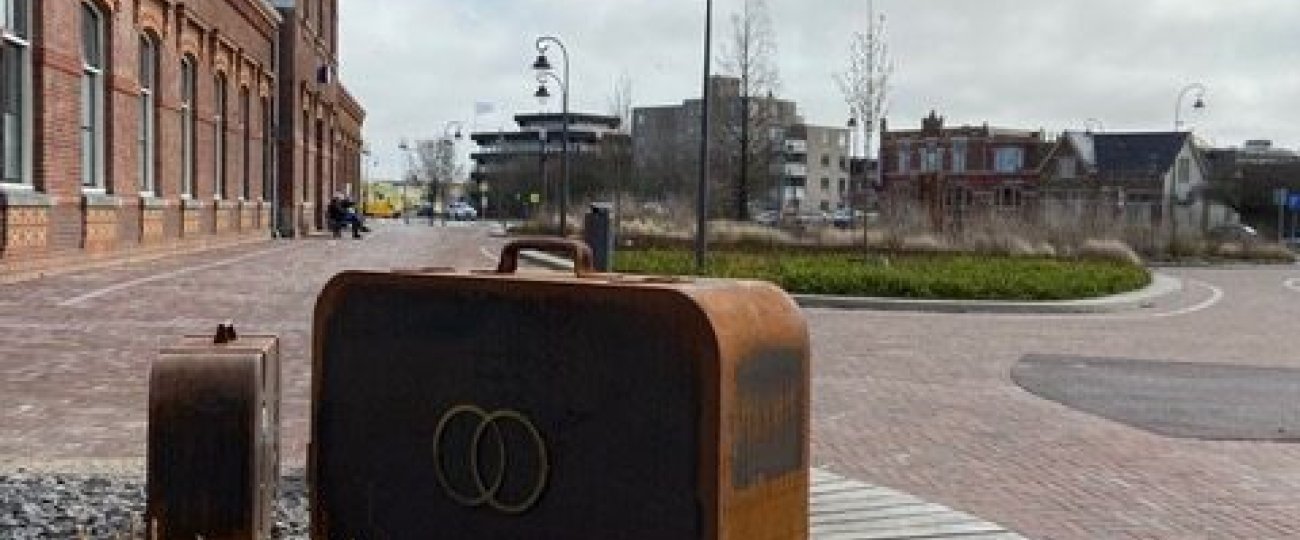 Monument "Standing still" in Delfzijl, the Netherlands. 